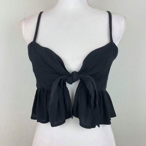🛒 5/$25 Evenuel Black Front Tie Crop Top